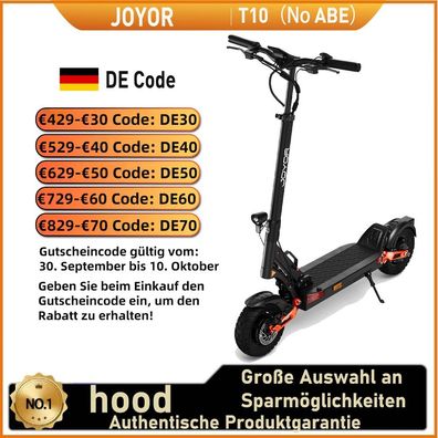 JOYOR T10(No ABE)Elektroroller für Erwachsene,1000W*2 Motor,60V18AH ,10 Zoll Reifen