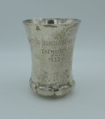 16. Wettin Bundesschiessen Chemnitz 1932 Silber 800er Becher Pokal