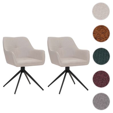 2er-Set Esszimmerstuhl HWC-O47, Küchenstuhl, drehbar Auto-Return, Stoff 270g/m²