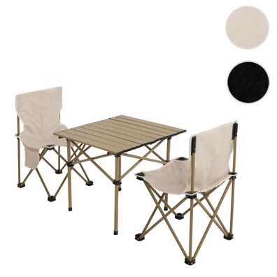 Campingset HWC-N50, Tisch 2x Stuhl Klappstuhl Anglerstuhl faltbar, Metall