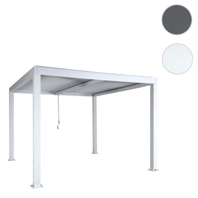 Pergola HWC-L46, Gartenpavillon, 11cm-Aluminium-Gestell, Regenrinne sturmfest, 3x3m