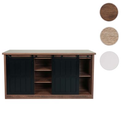 Sideboard HWC-K75, Highboard Regal Schrank, Schiebetüre 7 Fächer, Holz-Optik