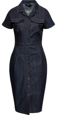 Queen Kerosin Damen Retro Denim Worker Kleid "Rockn Roll Rebel Queens" QKU46029