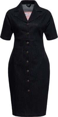 Queen Kerosin Damen Retro Denim Pencil Kleid Mit Knöpfe "Rockn Roll Rebel
