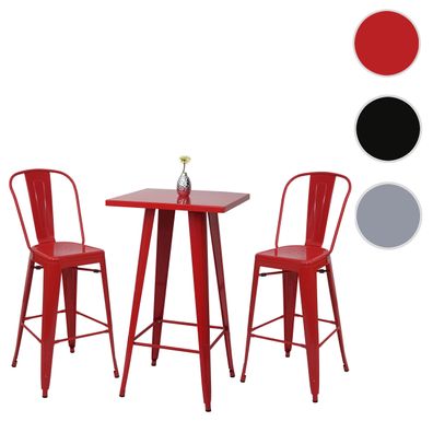 Set Stehtisch + 2x Barhocker HWC-A73, Barstuhl Bartisch, Metall Industriedesign