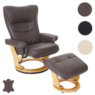 MCA Relaxsessel Montreal, Fernsehsessel Hocker, Echtleder 130kg belastbar
