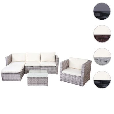 Poly-Rattan-Garnitur Brescia, Gartengarnitur Sitzgruppe Sofa Lounge-Set