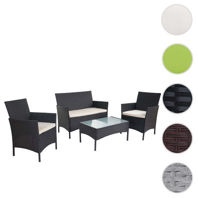 2-1-1 Poly-Rattan Garten-Garnitur Halden, Sitzgruppe Lounge-Set Sofa