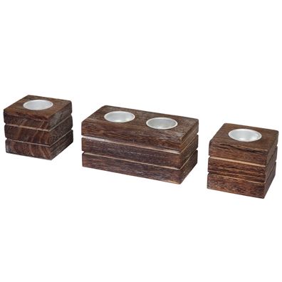 2-1-1 Set Teelichthalter Leuca, Teelichtständer, Shabby-Look Vintage