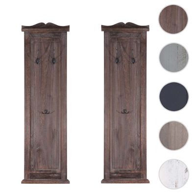 2er-Set Garderobe T33, Wandgarderobe Garderobenpaneel, Wandhaken Holz 109x28x4cm
