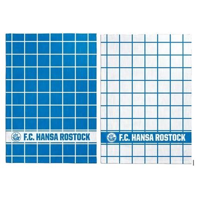 Hansa Rostock Geschirrhandtuch 2er Set Fussball Blau-2x 50x70cm