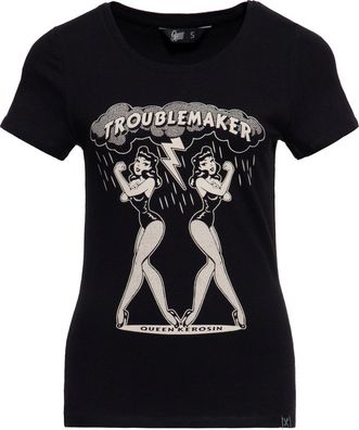 Queen Kerosin Damen Basic T-Shirt "Trouble Maker" QKI31002