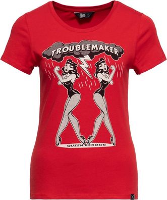 Queen Kerosin Damen Basic T-Shirt "Trouble Maker" QKI31002