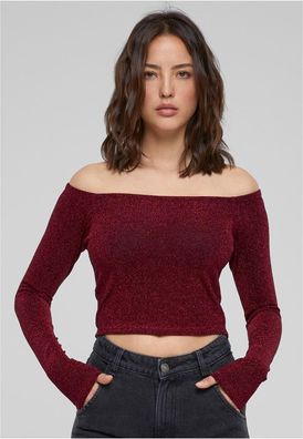 Urban Classics Damen Ladies Off Shoulder Glitter Longsleeve TB6125