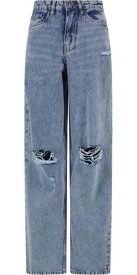 Urban Classics Damen Ladies Distressed 90's Wide Leg Denim Pants TB6155