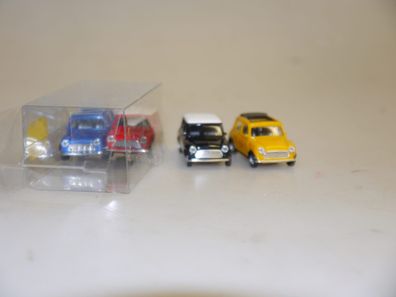 1:87 Herpa 021104 4 Stück(!) Mini Cooper: schwarz/rot/gelb/blau (SD offen), neuw./Tei