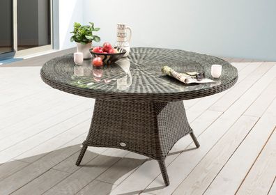 Destiny Gartentisch LUNA rund Ø150x75cm, Polyrattan, vintage grau