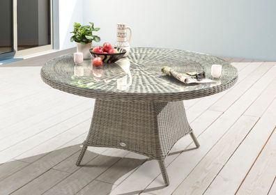 Destiny Gartentisch Luna rund Ø150x75cm, Polyrattan, Vintage weiß
