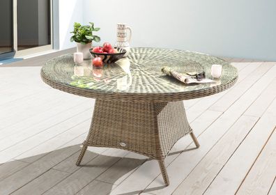 Destiny Gartentisch LUNA Ø150x75 cm, Polyrattan, natur meliert