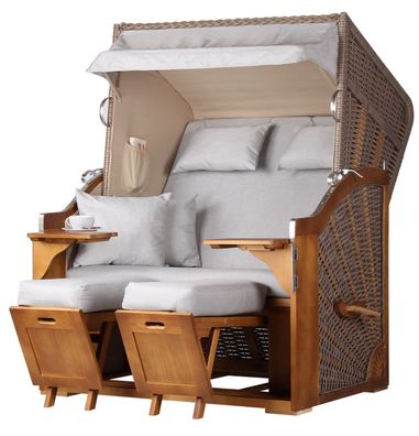 Strandkorb Komplettset - bene living - Schleswig Pinie - PE mokka - Modell 563
