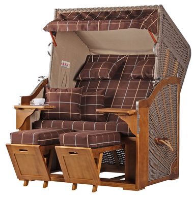 Strandkorb Komplettset - bene living - Schleswig Pinie - PE mokka - Modell 556