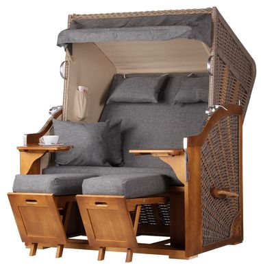 Strandkorb Komplettset - bene living - Schleswig Pinie - PE mokka - Modell 560