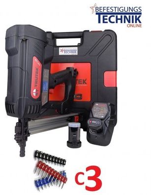 Trutek Gas Betonnagler TGT-C38 2x Akku 15-40mm für C3 Betonnägel