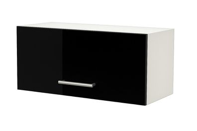 Klapphängeschrank 80cm Schwarz Hochglanz Küchenschrank SOFT CLOSE flach