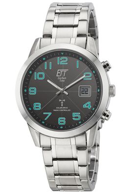 ETT Eco Tech Time Herrenuhr Funk-Solar Basic Stahl/Schwarz EGS-11500-22M