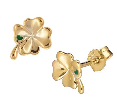 trendor Schmuck Kinder-Ohrringe Gold 333/8K Kleeblatt Ohrstecker 41548