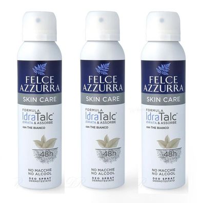 Paglieri Felce Azzurra Deo idra Talc Skin Comfort 3x 150ml ohne Alkohol
