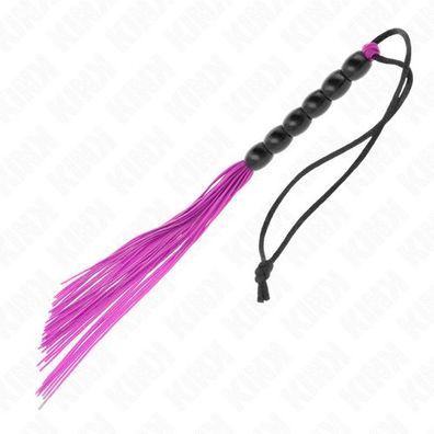KINK – Mini-Silikonpeitsche mit 6 lila Perlen 26 cm
