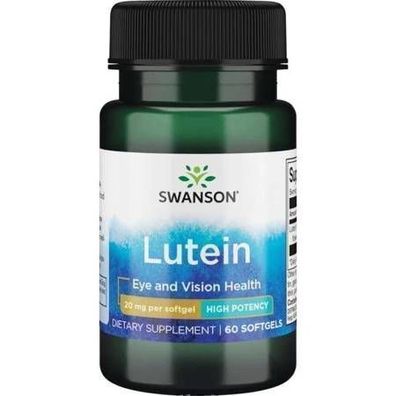 Swanson Lutein 20 mg - 60 Kapseln, Nahrungsergaenzung zur Unterstuetzung der Augen