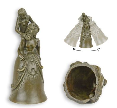 Bronze Tischglocke Paar Akt Erotik Replikat Retro Design Dekoration