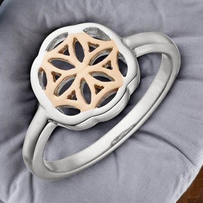 Damen Ring 925 Sterling Silber bicolor vergoldet