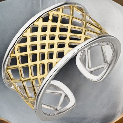 Damen Ring offen 925 Sterling Silber bicolor vergoldet