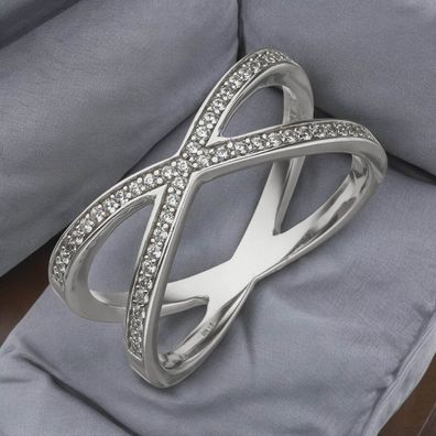 Damen Ring 925 Sterling Silber 49 Zirkonia Silberring
