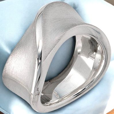 Damen Ring breit 925 Sterling Silber teil matt Silberring