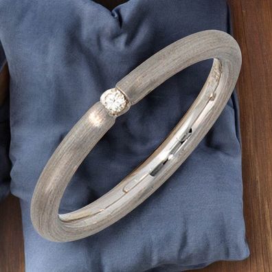 Damen Ring 925 Sterling Silber rhodiniert matt 1 Diamant Brillant Silberring