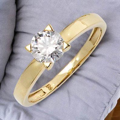 Damen Ring 333 Gold Gelbgold 1 Zirkonia Goldring
