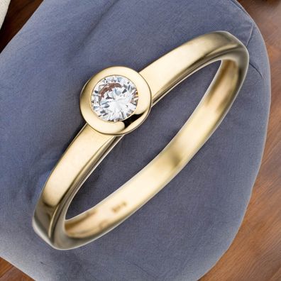 Damen Ring 333 Gold Gelbgold 1 Zirkonia Goldring