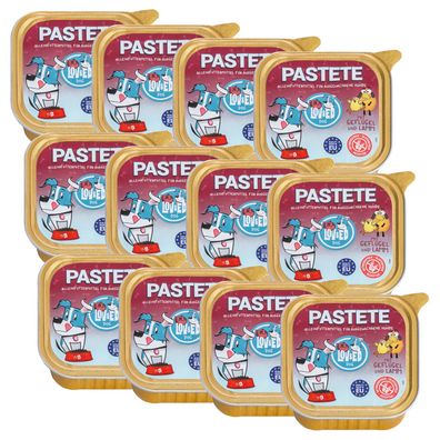 Lov&Ed Pastete mit Geflügel & Lamm, 12 x150g - Nassfutter für ausgewachsene Hunde