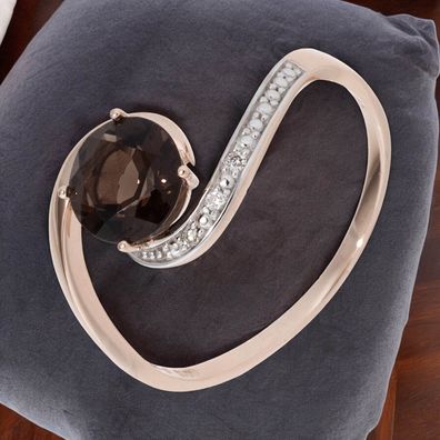 Damen Ring 585 Rotgold 1 Rauchquarz braun 3 Diamanten Brillanten