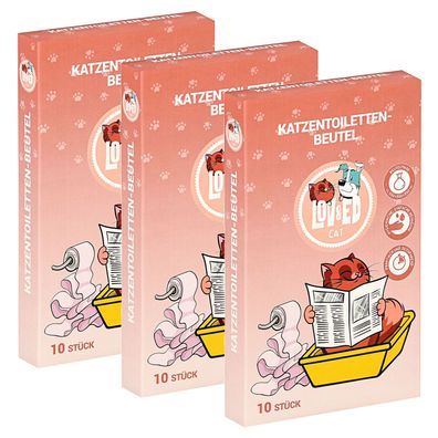 Lov&Ed Katzentoilettenbeutel, 3x 10 Stück Beutel für Katzentoiletten