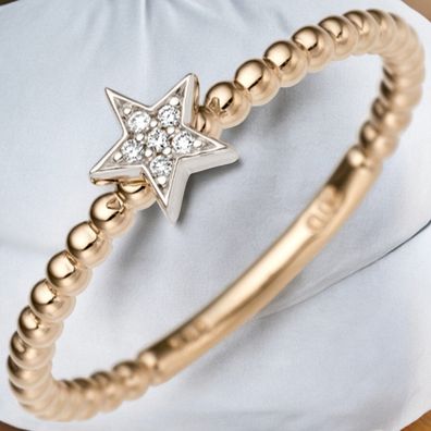 Damen Ring Stern 585 Gold Rotgold Weißgold bicolor 6 Diamanten Brillanten