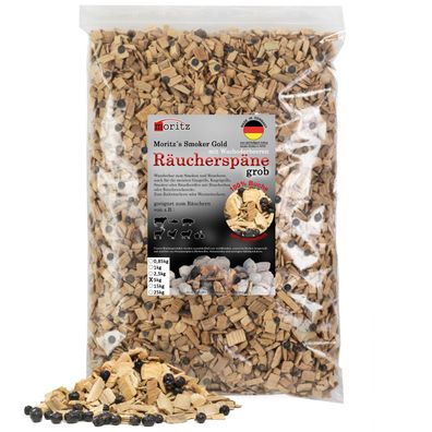 5kg Räucherspäne Buche mit Wacholder grob 6 -12 mm Kalt-/Heißräuchern Fisch Fleisch