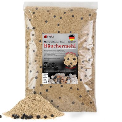 2,5kg Räuchermehl Buche mit Wacholder fein 0,5 -1 mm Kalt-/Heißräuchern Fisch Fleisch