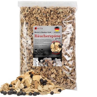 1kg Räucherspäne Buche mit Wacholder grob 6 -12 mm Kalt-/Heißräuchern Fisch Fleisch