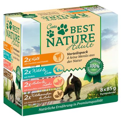 Best Nature Multi-Pack Nassfutter für Katzen, 8x 85g