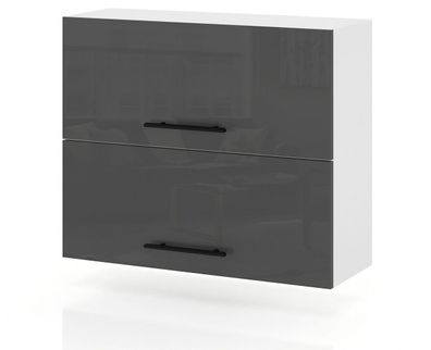 Klapphängeschrank 80cm Grau Hochglanz Küchenschrank SOFT CLOSE